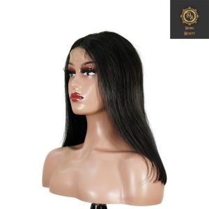 center wig natural black remy hair 2x6 lace closure straight bob human hair wig