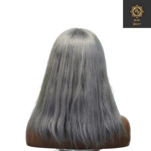 center wig machine made gray wig remy hair 12p