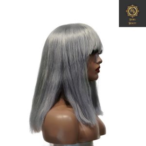 center wig machine made gray wig remy hair 12p