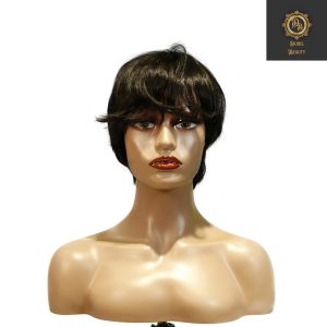 center wig machine made black wig remy hair h081