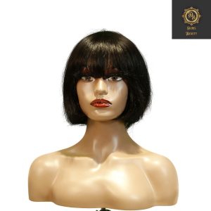 center wig machine made black wig remy hair h009