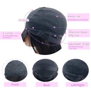 center wig machine made black wig remy hair tc063