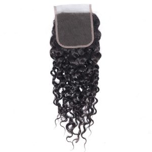 center wig remy hair 4x4 water wave closure
