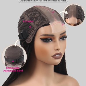 center wig natural black remy hair 2x6 lace closure straight bob human hair wig