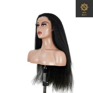 center wig natural black remy hair 6x7 lace closure yaki straight human hair wig