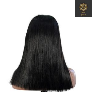 center wig natural black remy hair 5x5 lace closure straight bob human hair wig