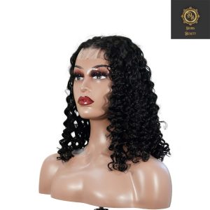 center wig natural black remy hair 2x6 lace closure deep wave bob human hair wig