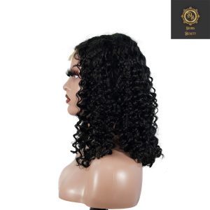 center wig natural black remy hair 2x6 lace closure deep wave bob human hair wig
