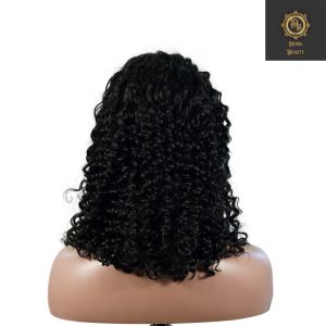 center wig natural black remy hair 2x6 lace closure deep wave bob human hair wig