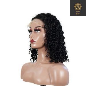 center wig natural black remy hair 5x5 lace closure jerry curly 12 inch bob human hair wig