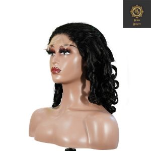 center wig natural black remy hair 5x5 lace closure bouncy curls human hair wig