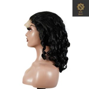 center wig natural black remy hair 5x5 lace closure bouncy curls human hair wig