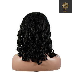center wig natural black remy hair 5x5 lace closure bouncy curls human hair wig
