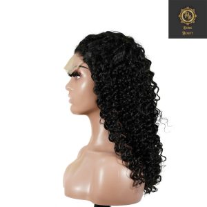 center wig natural black remy hair 5x5 lace closure deep wave human hair wig