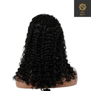 center wig natural black remy hair 5x5 lace closure deep wave human hair wig