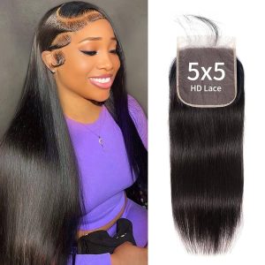 center wig remy hair 5x5 straight closure